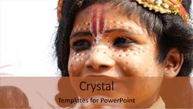  Presentation with shiva - PPT layouts consisting of indian kid dressing like god background and a red colored foreground