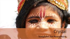  Presentation with varanasi - Slides having indian kid dressing like god background and a red colored foreground