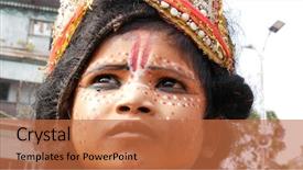  Presentation with varanasi - Cool new slides with indian kid dressing like god backdrop and a red colored foreground