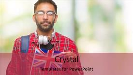  Presentation with united kingdom - Audience pleasing PPT theme consisting of indian kingdoms - adult hispanic student man holding backdrop and a  colored foreground