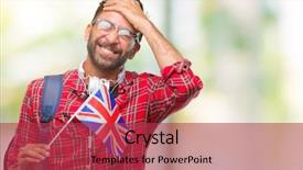  Presentation with student farewell - Beautiful presentation theme featuring indian kingdoms - adult hispanic student man holding backdrop and a red colored foreground