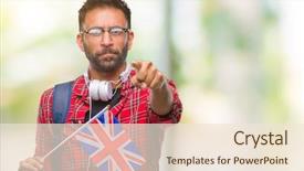  Presentation with united kingdom - PPT layouts featuring indian kingdoms - adult hispanic student man holding background and a  colored foreground