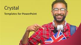  Presentation with united kingdom constitutional law - Amazing PPT theme having indian kingdoms - adult hispanic student man holding backdrop and a  colored foreground