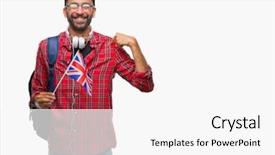  Presentation with united kingdom constitutional law - Presentation theme consisting of indian kingdoms - adult hispanic student man holding background and a  colored foreground