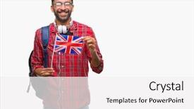  Presentation with united kingdom constitutional law - Amazing theme having indian kingdoms - adult hispanic student man holding backdrop and a white colored foreground