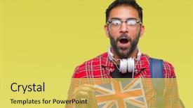  Presentation with united kingdom constitutional law - Slide deck enhanced with indian kingdoms - adult hispanic student man holding background and a  colored foreground