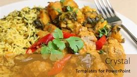  Presentation with curry - Colorful theme enhanced with indian-lamb-korma-with-rice backdrop and a gold colored foreground