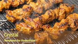 Presentation with indian food - Theme having indian lamb tikka kebabs cooking background and a tawny brown colored foreground