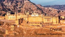  Presentation with india fort - Beautiful presentation design featuring indian landmark - amer amber fort backdrop and a gold colored foreground
