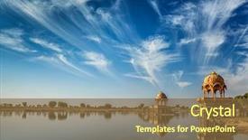  Presentation with rajasthan - Colorful slide deck enhanced with indian landmark gadi sagar - artificial backdrop and a tawny brown colored foreground