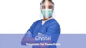  Presentation with face mask - Audience pleasing slide set consisting of indian-male-doctor-in-mask backdrop and a teal colored foreground