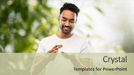  Presentation with aromatherapy oil - PPT layouts having indian man applying essential oil background and a soft green colored foreground