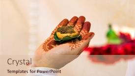  Presentation with indian wedding - PPT theme having indian-man-food-offering background and a lemonade colored foreground