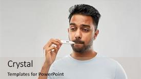  Presentation with temperature - Beautiful PPT layouts featuring indian man measuring oral temperature backdrop and a coral colored foreground