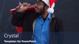  Presentation with christmas party - PPT theme consisting of indian-man-wearing-party-clothes background and a ocean colored foreground
