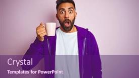  Presentation with cup coffee - Beautiful slide set featuring indian-man-wearing-purple-sweatshirt backdrop and a violet colored foreground
