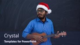  Presentation with latin america - Colorful PPT theme enhanced with indian-man-wearing-santa-claus backdrop and a ocean colored foreground