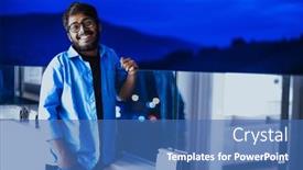  Presentation with blue night - PPT theme consisting of indian-man-with-glasses background and a ocean colored foreground