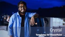  Presentation with blue night - PPT layouts with indian-man-with-glasses background and a ocean colored foreground