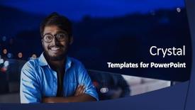  Presentation with blue night - Presentation design with indian-man-with-glasses background and a navy blue colored foreground