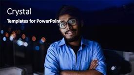  Presentation with blue night - PPT theme enhanced with indian-man-with-glasses background and a navy blue colored foreground
