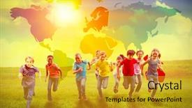  Presentation with blue green - Slide deck with indian map - happy friends running background and a gold colored foreground