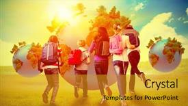  Presentation with school kids - PPT theme enhanced with indian map - school kids running in school background and a gold colored foreground