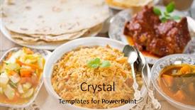 Presentation with indian tea - PPT theme having indian meal biryani rice chicken background and a yellow colored foreground