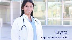  Presentation with medical sensor - Cool new presentation design with indian medical woman nurse outside backdrop and a sky blue colored foreground