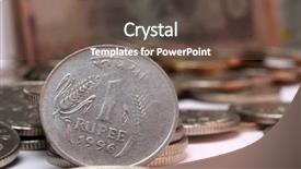  Presentation with cash flow rupee - Amazing slide deck having indian money - closeup on a 1 rupee backdrop and a tawny brown colored foreground