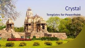  Presentation with unesco - PPT theme with indian monuments - ancient temple western temples background and a sky blue colored foreground
