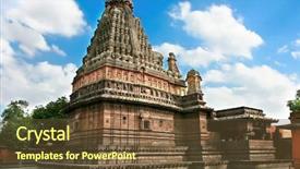  Presentation with village india - Presentation theme featuring indian monuments - ghrishneshwar shiva temple with holy background and a tawny brown colored foreground