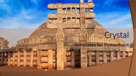 Presentation with stupa - Presentation design with indian monuments - great stupa - ancient buddhist background and a coral colored foreground