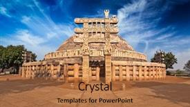  Presentation with stupa - Amazing presentation theme having indian monuments - great stupa - ancient buddhist backdrop and a coral colored foreground
