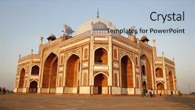  Presentation with india - Theme with indian monuments - humayun tomb delhi india background and a light blue colored foreground