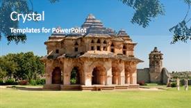  Presentation with lotus - Slides consisting of indian monuments - lotus mahal of zanana enclosure background and a teal colored foreground