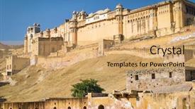  Presentation with india fort - Audience pleasing presentation design consisting of indian monuments - palace of the amber fort backdrop and a coral colored foreground