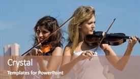  Presentation with classical music - Colorful presentation theme enhanced with indian music classical - two beautiful young woman play backdrop and a coral colored foreground