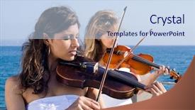  Presentation with two paths - Theme consisting of indian music classical - two violinist on beach background and a sky blue colored foreground