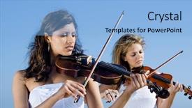  Presentation with classical music - Beautiful presentation theme featuring indian music classical - two violinist on beach backdrop and a light blue colored foreground