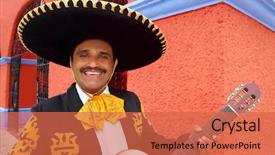  Presentation with musical instrument - Beautiful slide deck featuring indian musical instrument - charro mariachi singer playing guitar backdrop and a red colored foreground