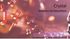  Presentation with microphone - Presentation theme enhanced with indian musical instrument - close-up of microphone against musicians background and a violet colored foreground