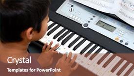  Presentation with piano - Presentation theme enhanced with indian musical instrument - young kid learning to play background and a tawny brown colored foreground