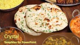  Presentation with indian restaurant - Colorful slide set enhanced with indian naan bread with coriander backdrop and a tawny brown colored foreground