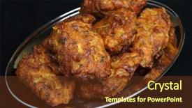  Presentation with stainless steel abstract - Beautiful PPT theme featuring indian onion bhajis on stainless backdrop and a  colored foreground