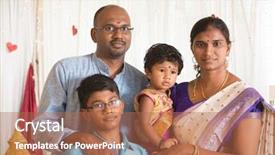  Presentation with baby blessing - Slide set with indian parents and children background and a coral colored foreground