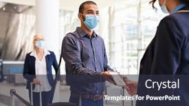  Presentation with ticket - Beautiful slide set featuring indian-passenger-wearing-protective-face backdrop and a tawny brown colored foreground