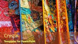  Presentation with quilt - Theme with indian-patchwork-fabric-with-traditional background and a tawny brown colored foreground