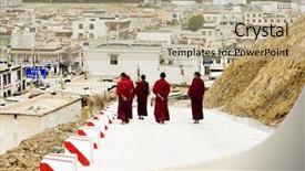  Presentation with indian politics - Slide set enhanced with indian politics - few monks walking background and a coral colored foreground