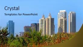  Presentation with tall buildings - Amazing theme having tall residential buildings in mumbai backdrop and a light blue colored foreground